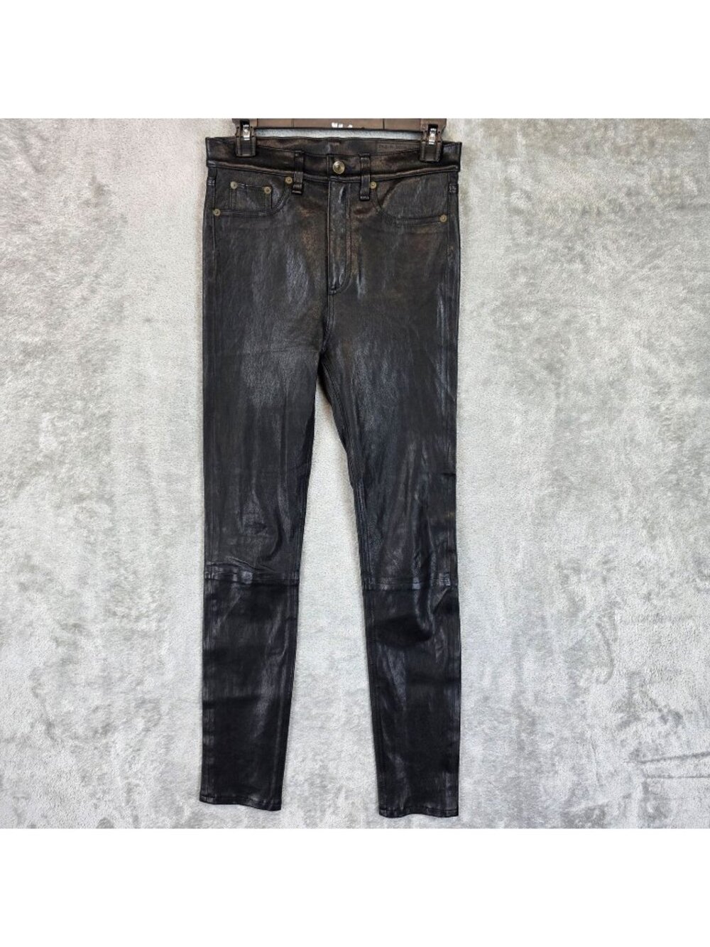 Rag & Bone Skinny Jeans Womens 27 Black Lamb Leather High Rise Stretch